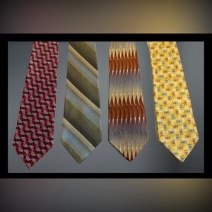 Lot Of 4 ARROW Men's 100% Imported Silk Neck Ties Made In USA EUC